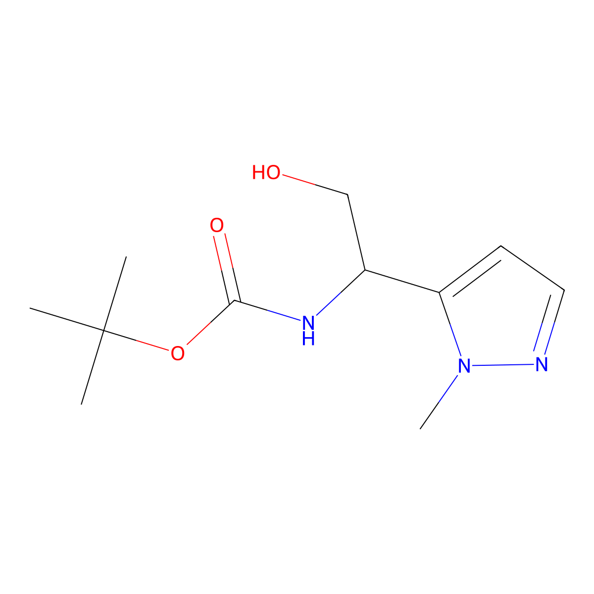 tert-butyl N-[2-hydroxy-1-(1-methyl-1H-pyrazol-5-yl)ethyl]carbamate molecular structure, CAS 2408969-05-9