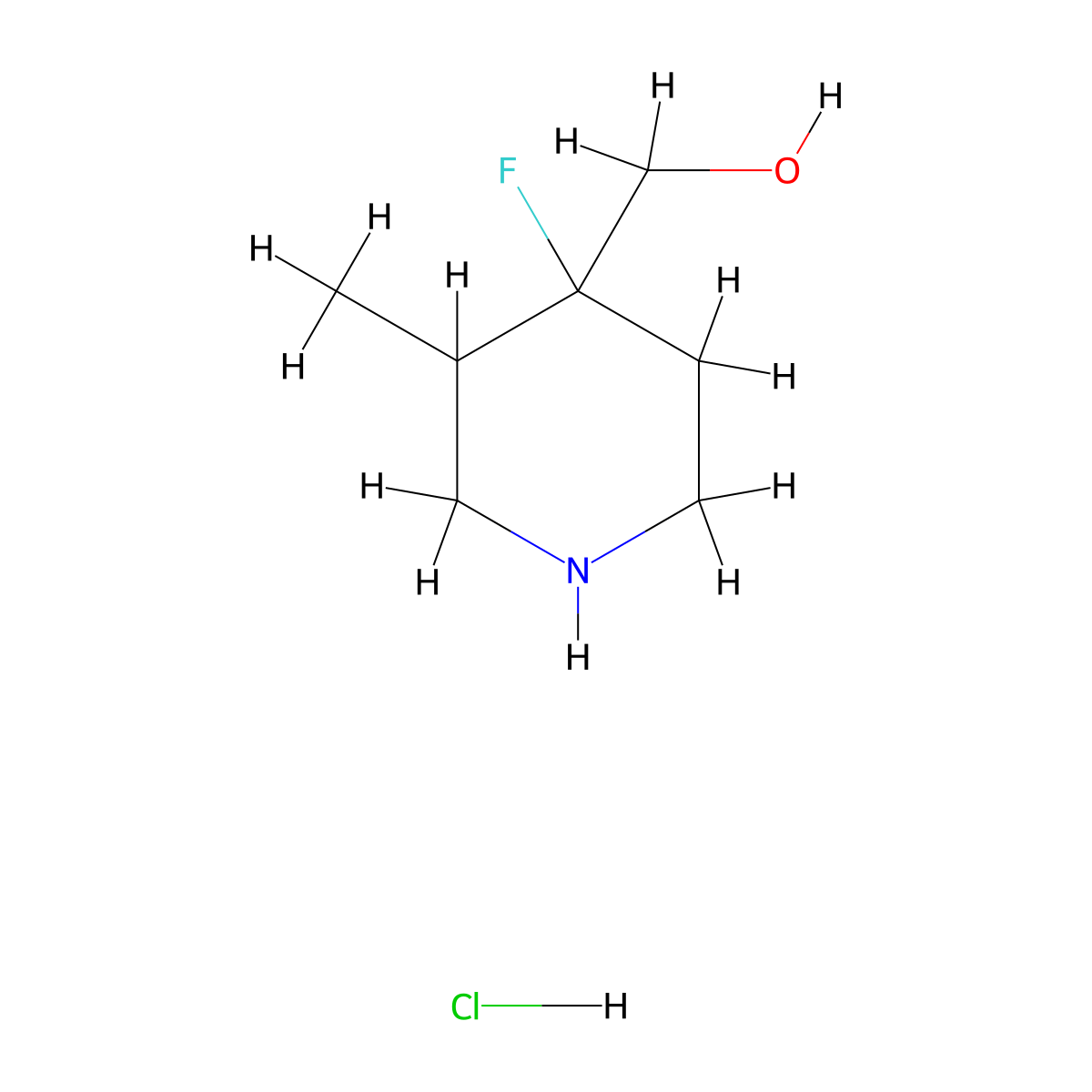 (4-Fluoro-3-methylpiperidin-4-yl)methanol hydrochloride molecular structure, CAS 2408969-09-3