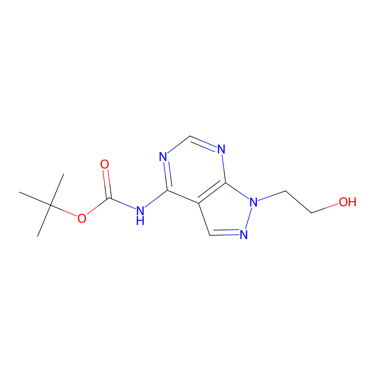 tert-butyl N-[1-(2-hydroxyethyl)-1H-pyrazolo[3,4-d]pyrimidin-4-yl]carbamate molecular structure, CAS 2408969-22-0