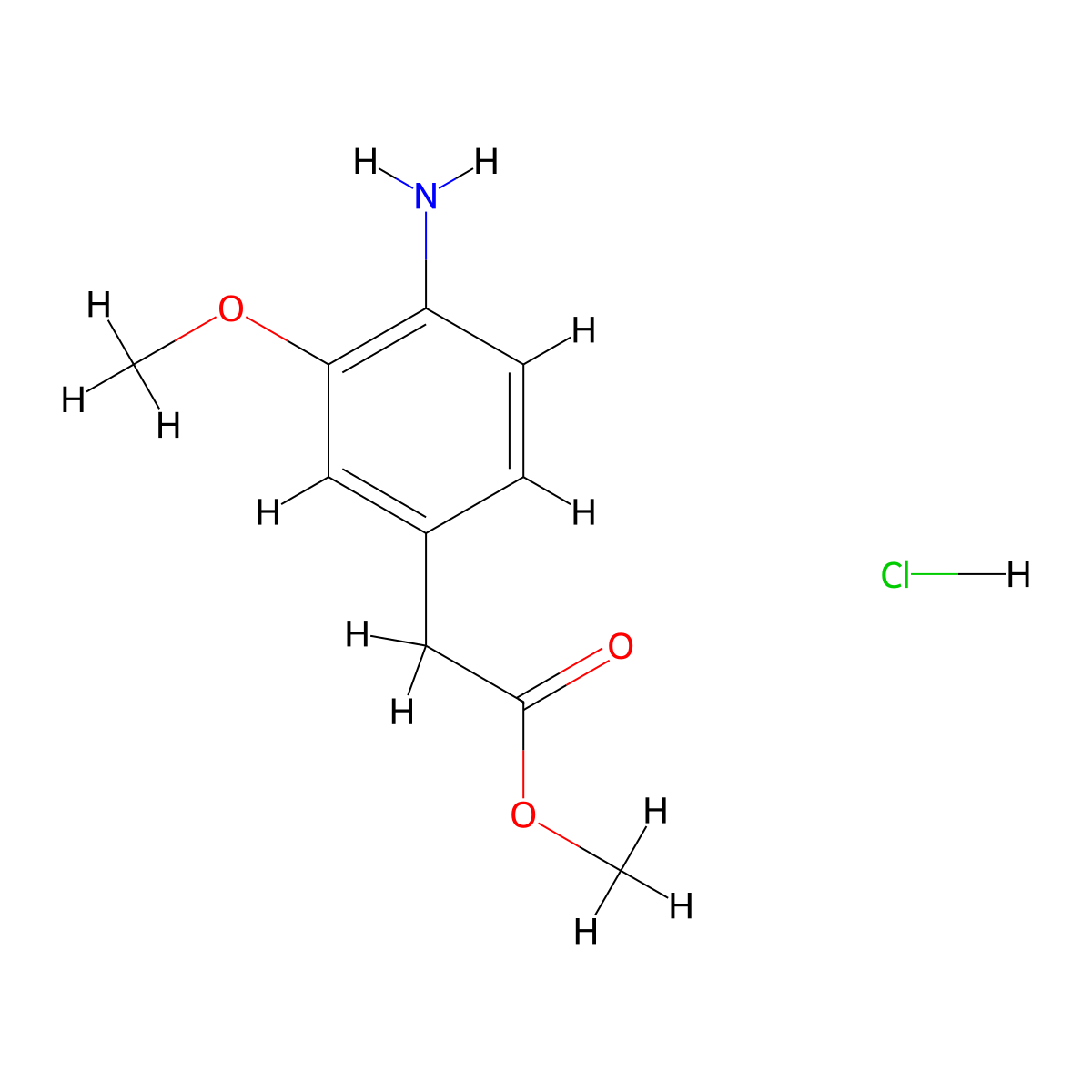 Methyl 2-(4-amino-3-methoxyphenyl)acetate hydrochloride molecular structure, CAS 2408969-25-3