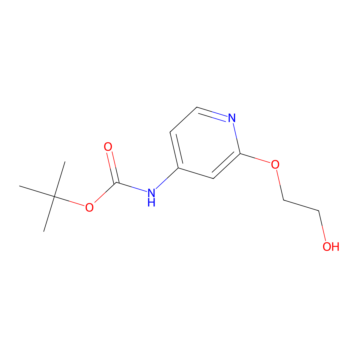 tert-butyl N-[2-(2-hydroxyethoxy)pyridin-4-yl]carbamate molecular structure, CAS 2408969-27-5