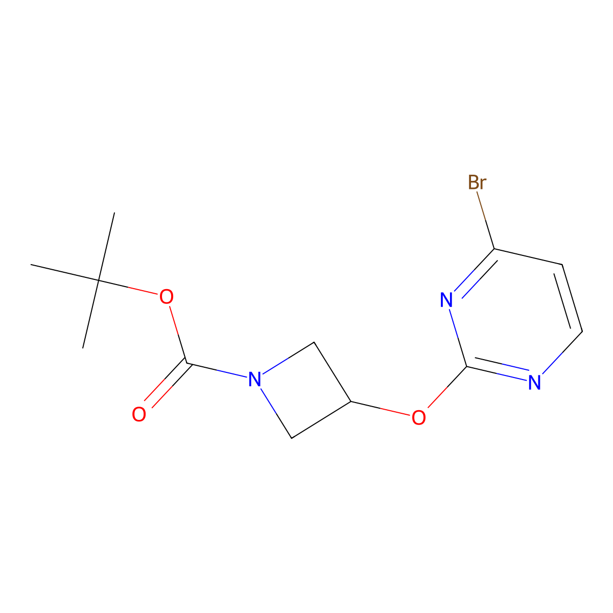Tert-butyl 3-(4-bromopyrimidin-2-yl)oxyazetidine-1-carboxylate molecular structure, CAS 2408969-29-7