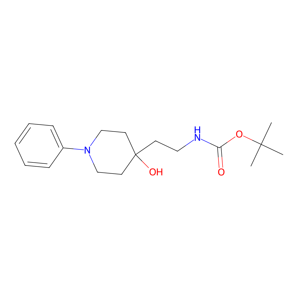 tert-butyl N-[2-(4-hydroxy-1-phenylpiperidin-4-yl)ethyl]carbamate molecular structure, CAS 2408969-32-2
