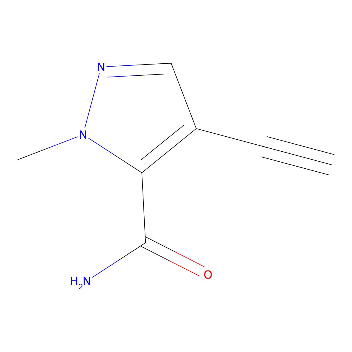4-ethynyl-1-methyl-1H-pyrazole-5-carboxamide molecular structure, CAS 2408969-36-6