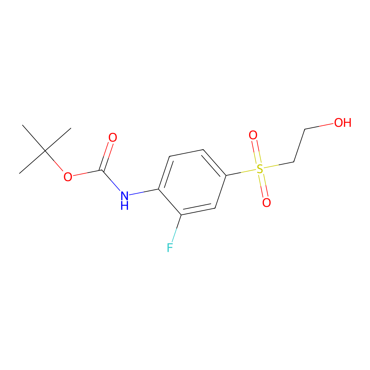 tert-butyl N-[2-fluoro-4-(2-hydroxyethanesulfonyl)phenyl]carbamate molecular structure, CAS 2408969-39-9