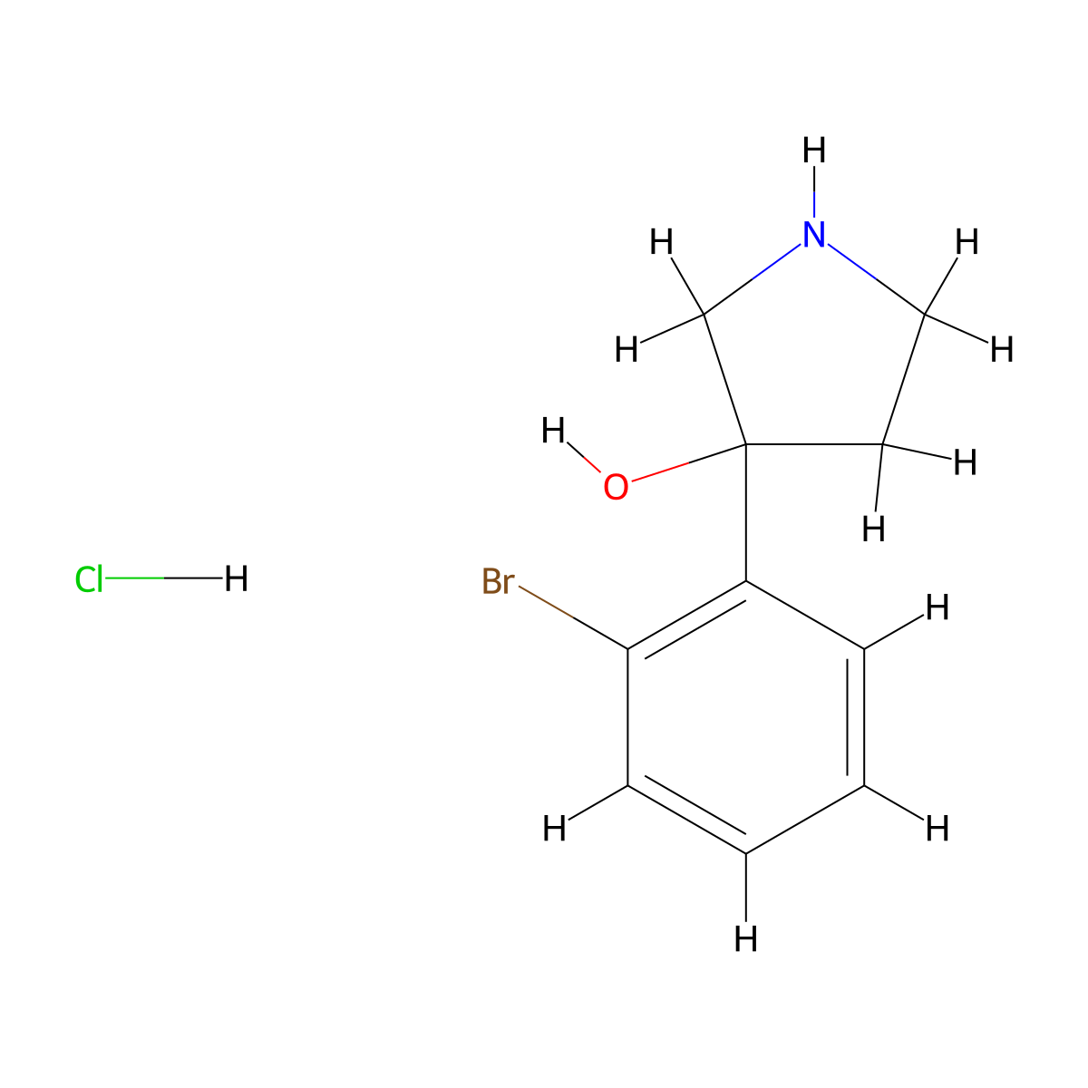 3-(2-Bromophenyl)pyrrolidin-3-olhydrochloride molecular structure, CAS 2408969-59-3