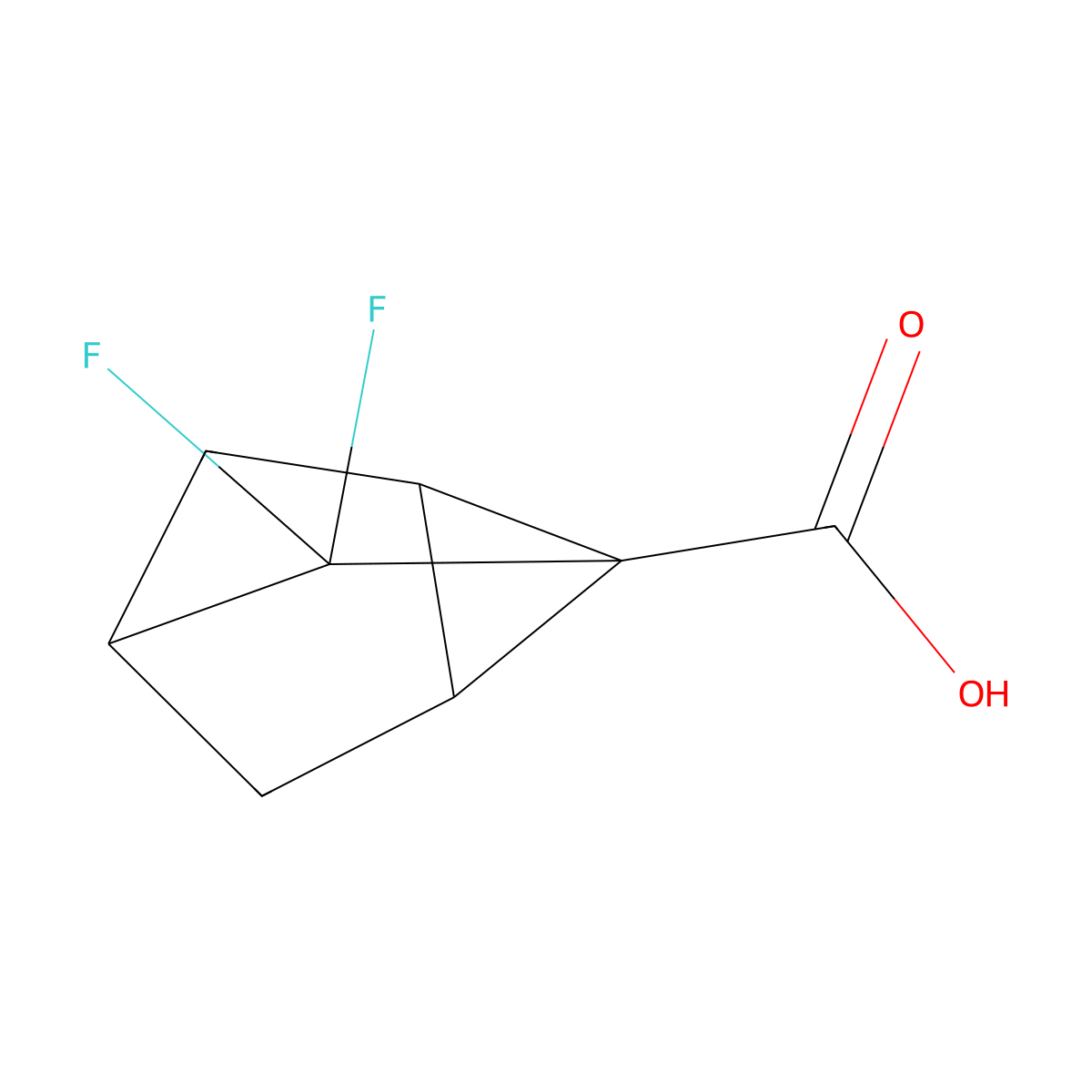 7,7-Difluorotricyclo[2.2.1.0,2,6]heptane-1-carboxylic acid molecular structure, CAS 2408969-60-6