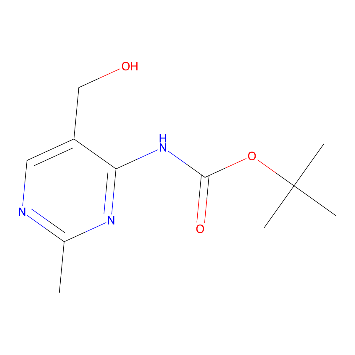tert-butyl N-[5-(hydroxymethyl)-2-methylpyrimidin-4-yl]carbamate molecular structure, CAS 2408969-76-4