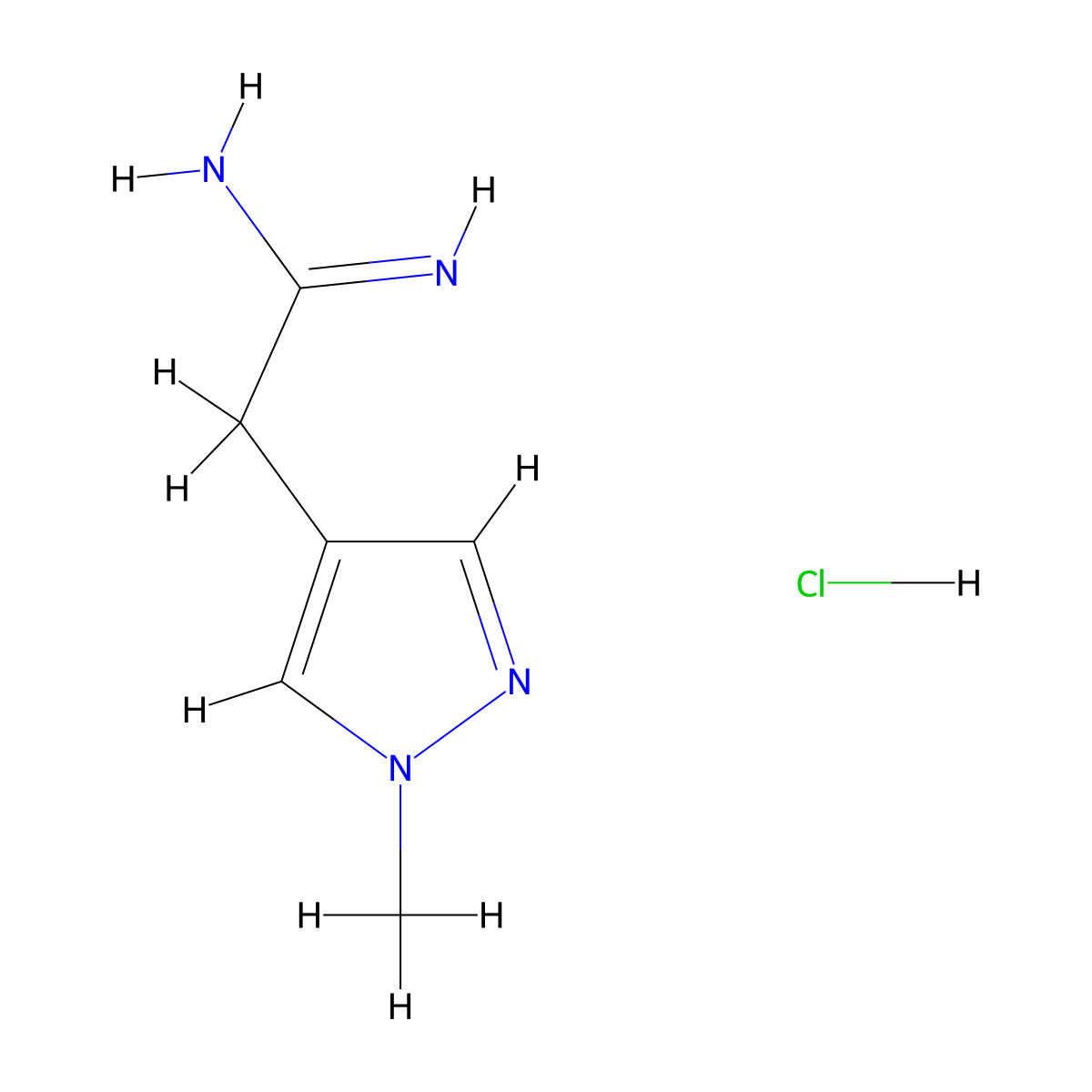 2-(1-methyl-1H-pyrazol-4-yl)ethanimidamide hydrochloride molecular structure, CAS 2408969-77-5