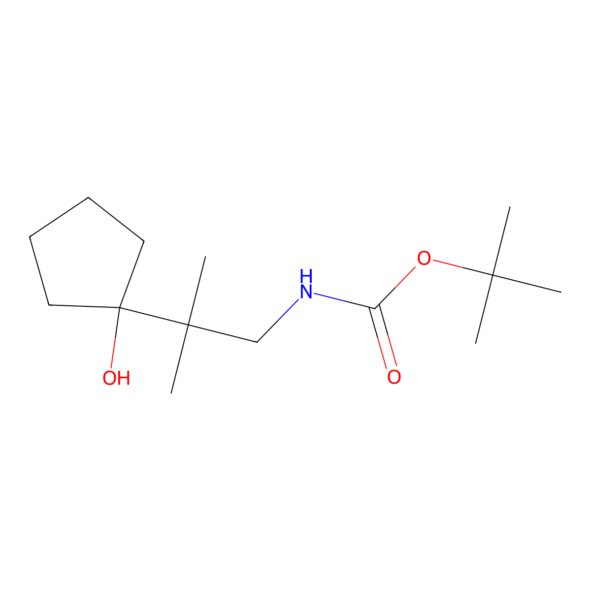 tert-butyl N-[2-(1-hydroxycyclopentyl)-2-methylpropyl]carbamate molecular structure, CAS 2408969-87-7