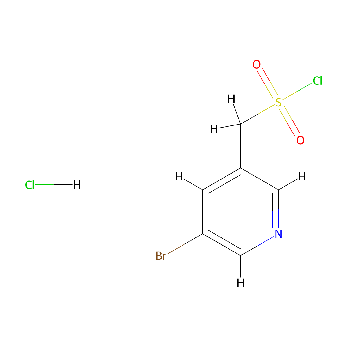 (5-Bromopyridin-3-yl)methanesulfonyl chloride hydrochloride molecular structure, CAS 2408969-88-8