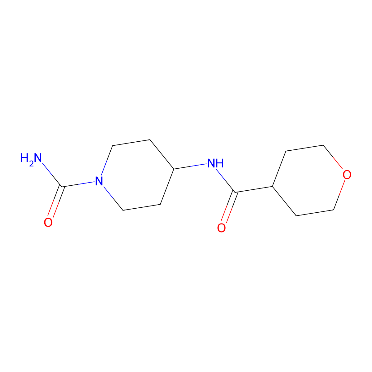 4-(Oxane-4-amido)piperidine-1-carboxamide molecular structure, CAS 2408969-90-2