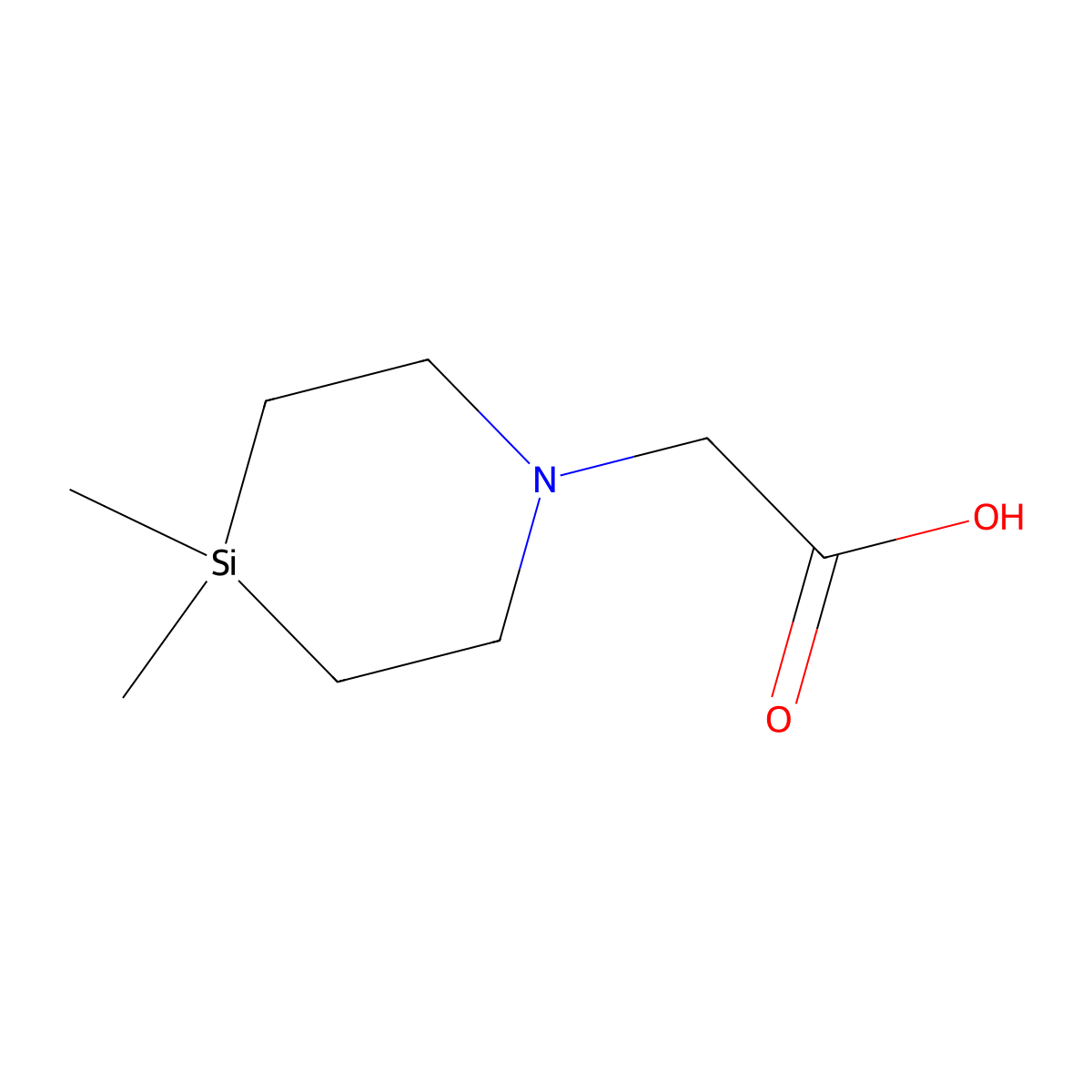 2-(4,4-Dimethyl-1,4-azasilinan-1-yl)acetic acid molecular structure, CAS 2408969-91-3