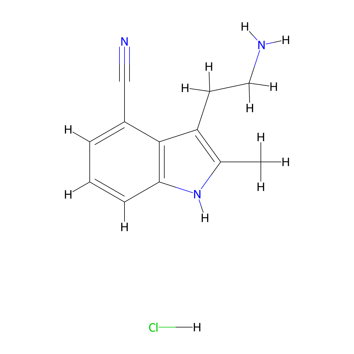 3-(2-aminoethyl)-2-methyl-1H-indole-4-carbonitrilehydrochloride molecular structure, CAS 2408969-96-8