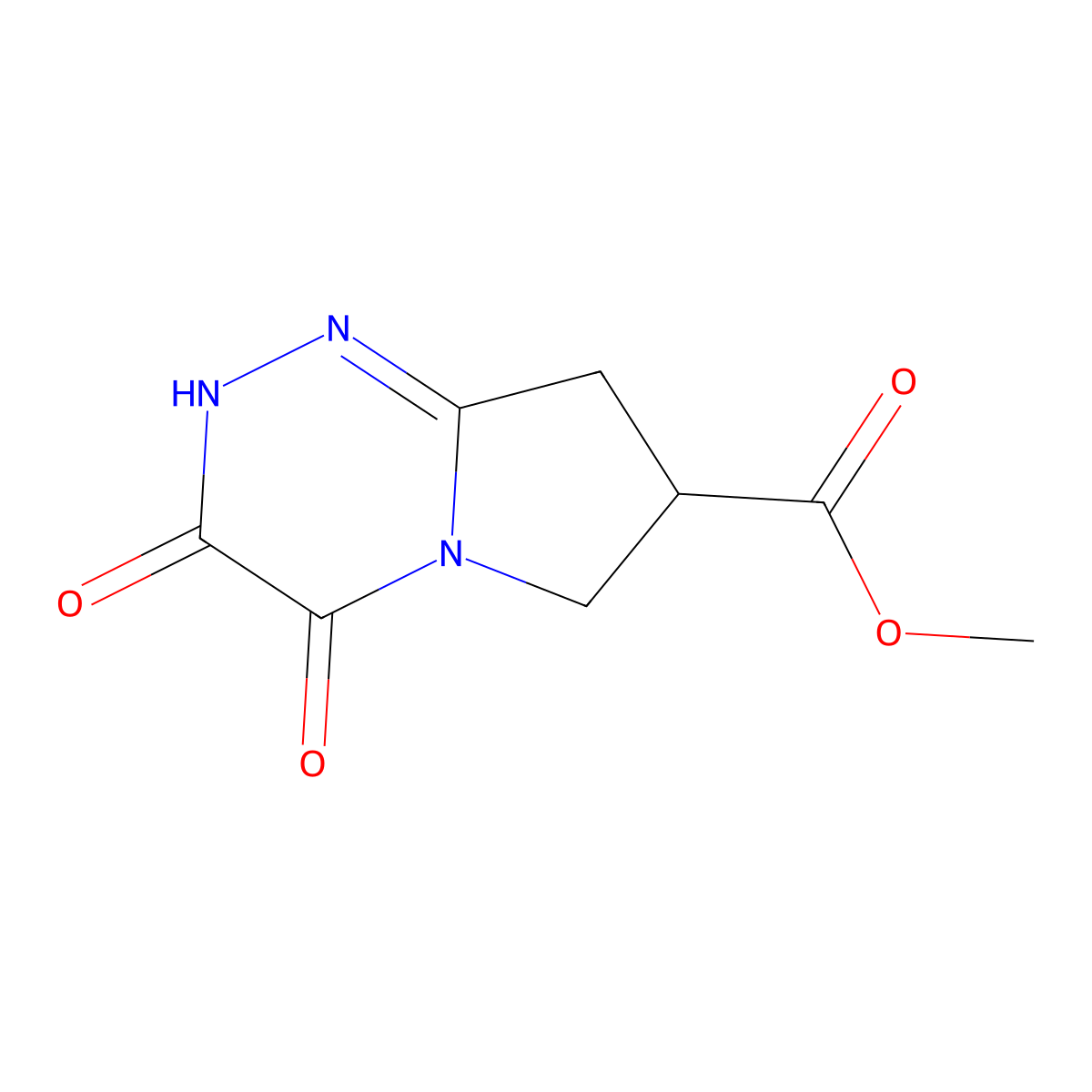 methyl 3,4-dioxo-2H,3H,4H,6H,7H,8H-pyrrolo[2,1-c][1,2,4]triazine-7-carboxylate molecular structure, CAS 2408969-99-1