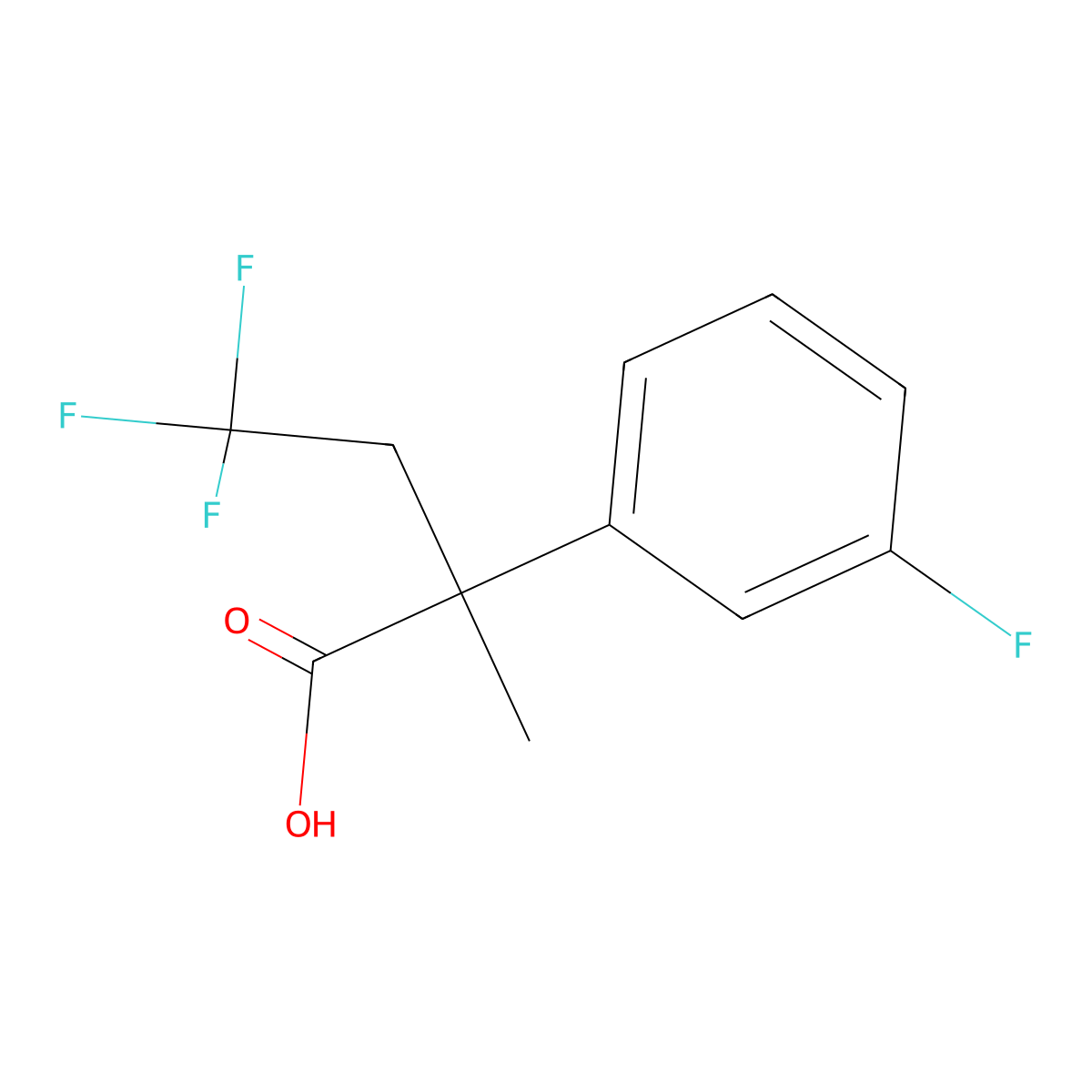 4,4,4-Trifluoro-2-(3-fluorophenyl)-2-methylbutanoic acid molecular structure, CAS 2408970-01-2