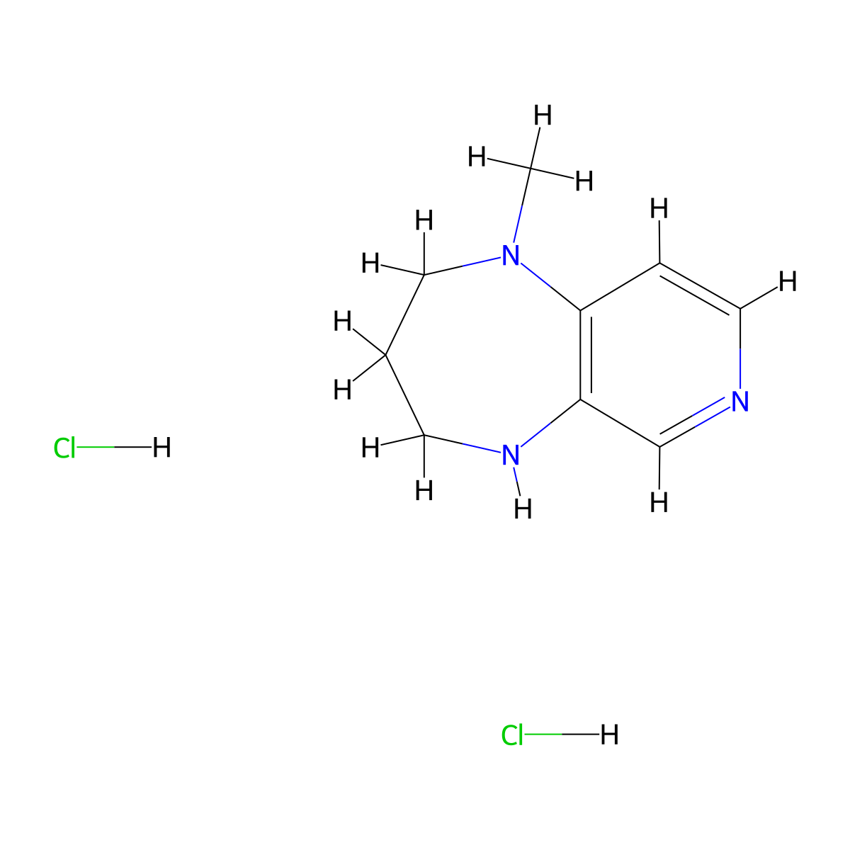 1-methyl-1H,2H,3H,4H,5H-pyrido[3,4-b][1,4]diazepine dihydrochloride molecular structure, CAS 2408970-06-7