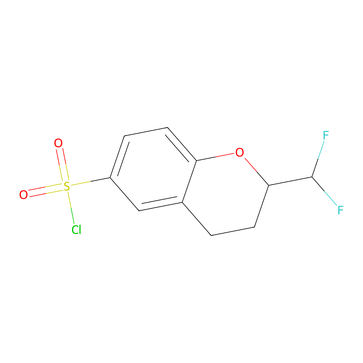 2-(difluoromethyl)-3,4-dihydro-2H-1-benzopyran-6-sulfonyl chloride molecular structure, CAS 2408970-08-9