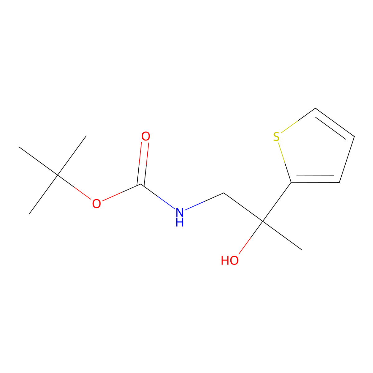 tert-butyl N-[2-hydroxy-2-(thiophen-2-yl)propyl]carbamate molecular structure, CAS 2408970-12-5