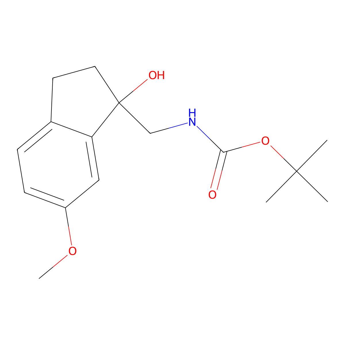 tert-butyl N-[(1-hydroxy-6-methoxy-2,3-dihydro-1H-inden-1-yl)methyl]carbamate molecular structure, CAS 2408970-15-8