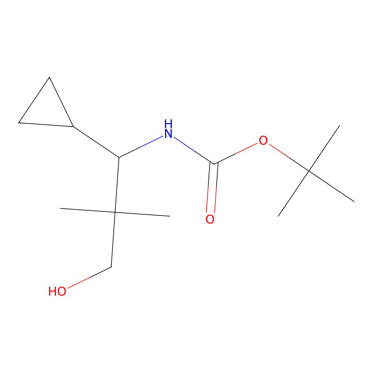 tert-butyl N-(1-cyclopropyl-3-hydroxy-2,2-dimethylpropyl)carbamate molecular structure, CAS 2408970-18-1