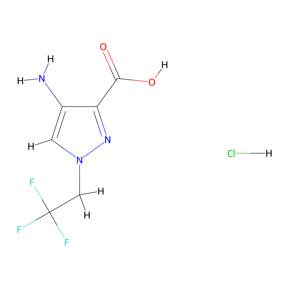4-Amino-1-(2,2,2-trifluoroethyl)pyrazole-3-carboxylic acid;hydrochloride molecular structure, CAS 2408970-23-8