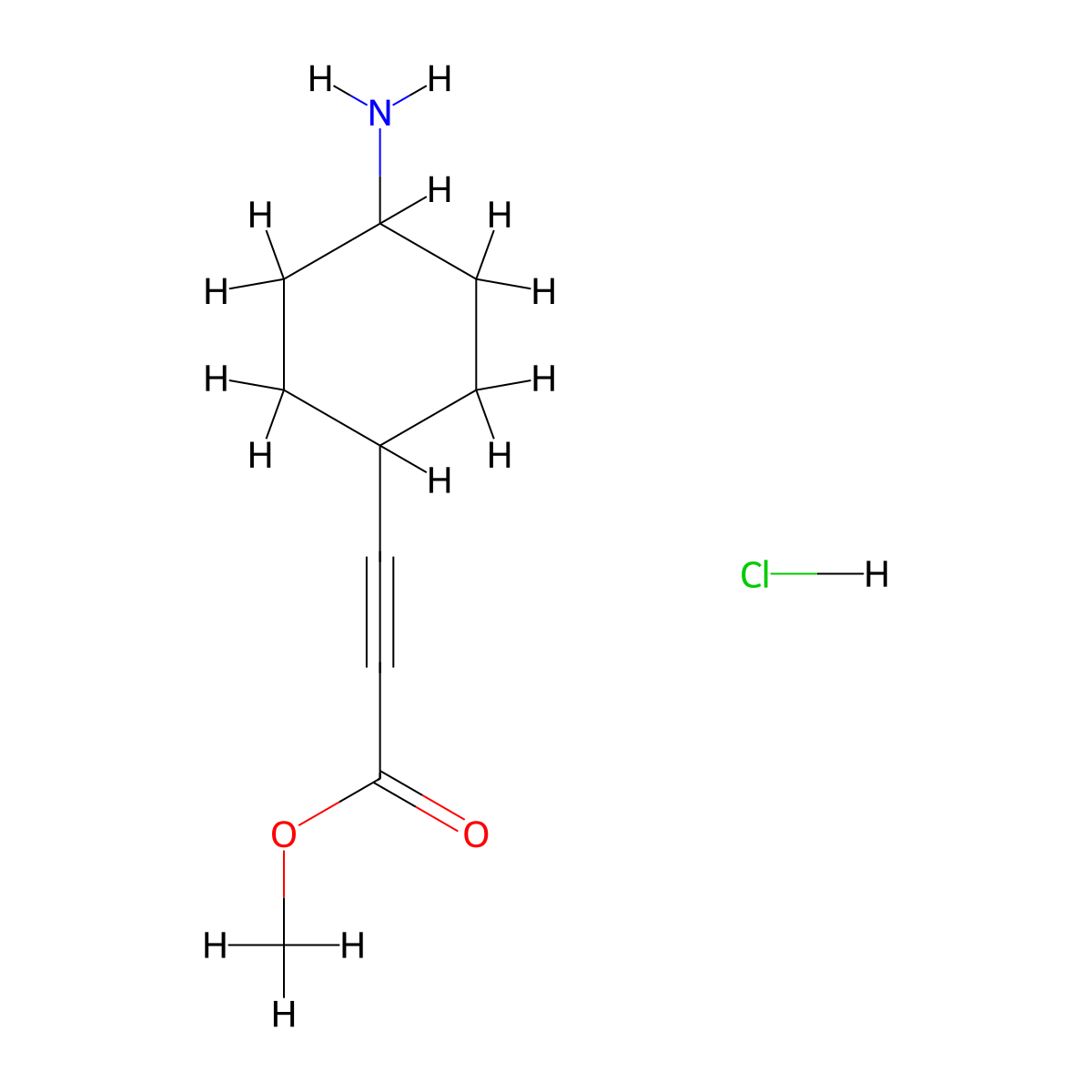 Methyl 3-(4-aminocyclohexyl)prop-2-ynoate hydrochloride molecular structure, CAS 2408970-25-0