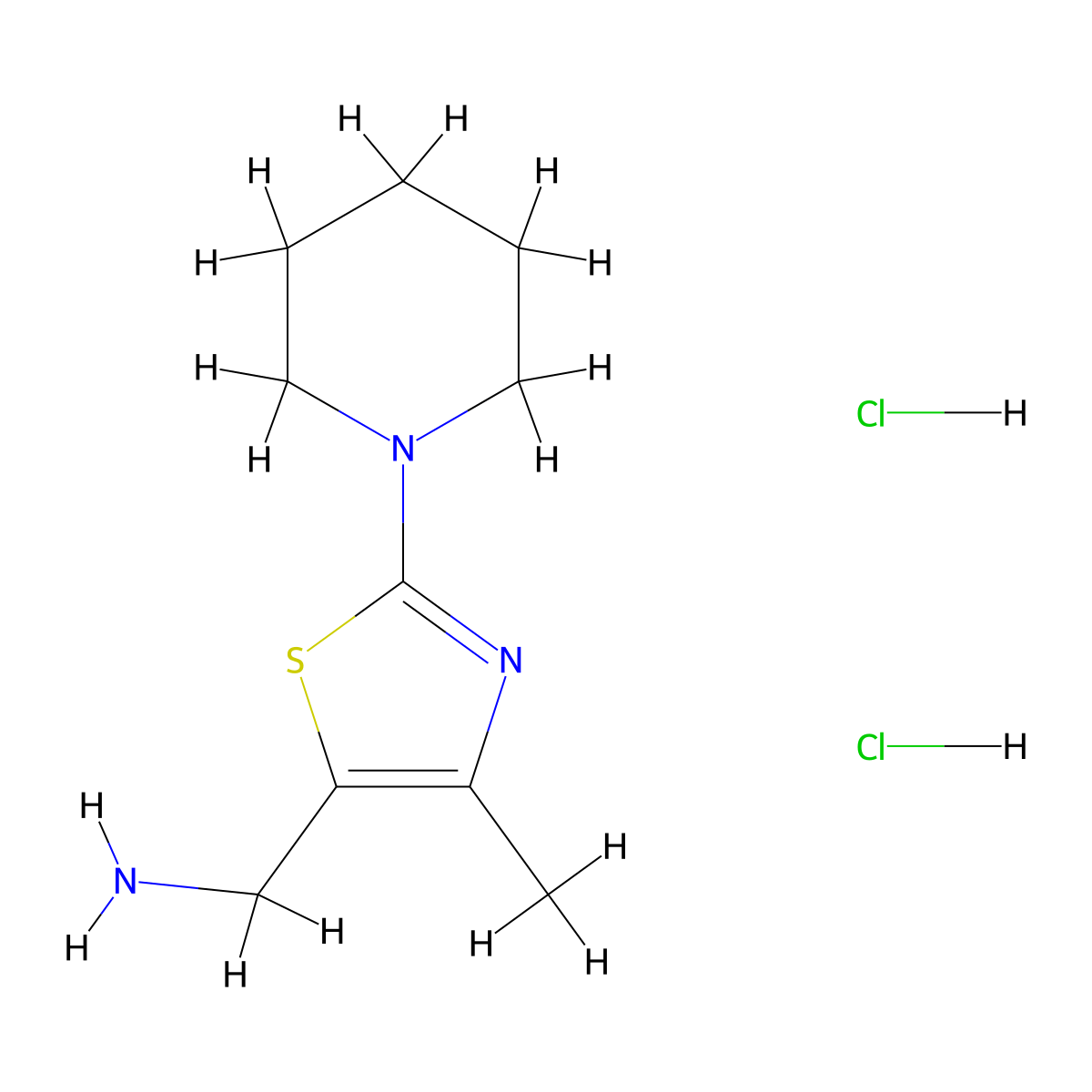[4-Methyl-2-(piperidin-1-yl)-1,3-thiazol-5-yl]methanaminedihydrochloride molecular structure, CAS 2408970-43-2