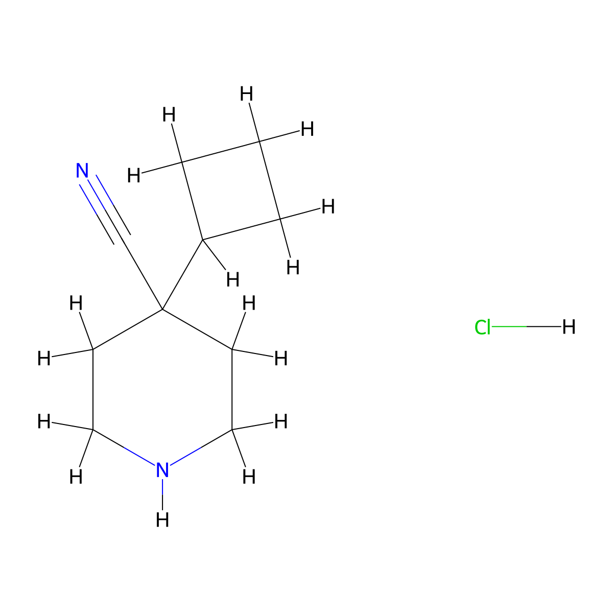 4-Cyclobutylpiperidine-4-carbonitrile hydrochloride molecular structure, CAS 2408970-60-3