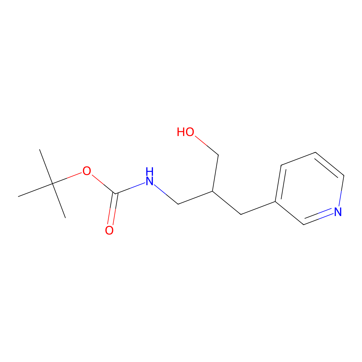 tert-butyl N-{3-hydroxy-2-[(pyridin-3-yl)methyl]propyl}carbamate molecular structure, CAS 2408970-64-7