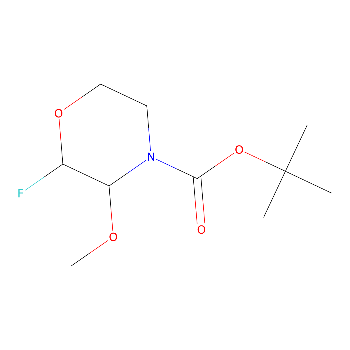 tert-butyl 2-fluoro-3-methoxymorpholine-4-carboxylate, Mixture of diastereomers molecular structure, CAS 2408970-66-9