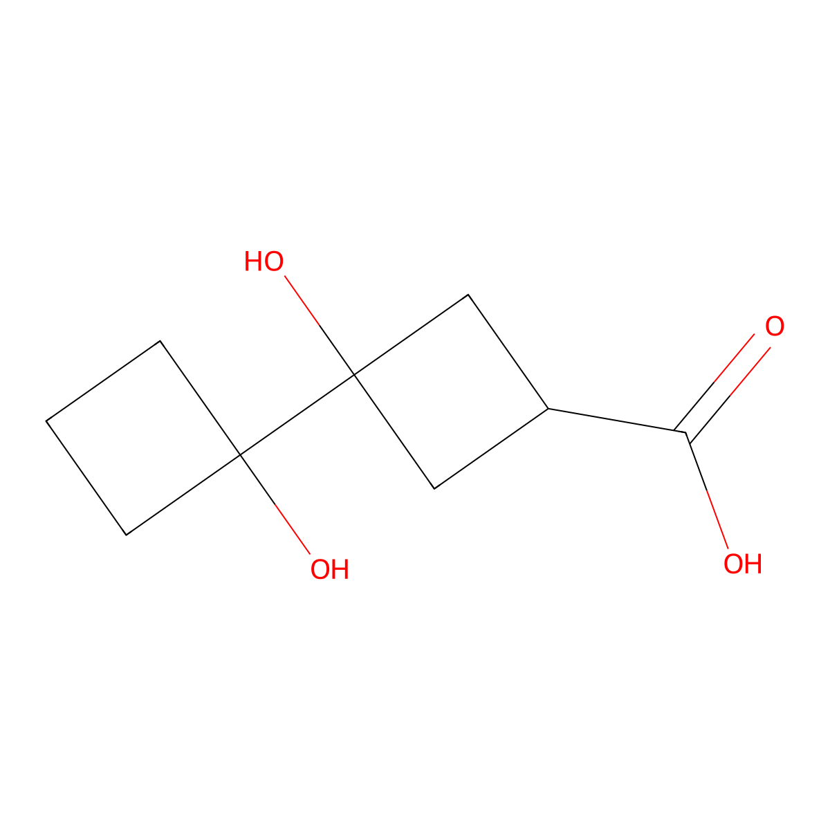 3-Hydroxy-3-(1-hydroxycyclobutyl)cyclobutane-1-carboxylic acid molecular structure, CAS 2408970-74-9