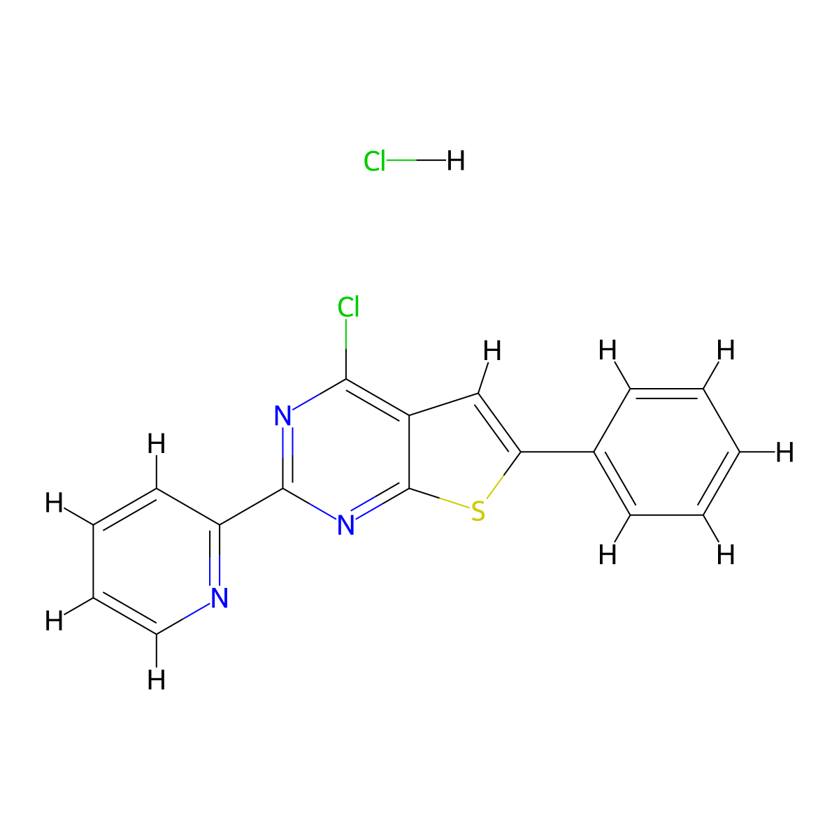 2-{4-Chloro-6-phenylthieno[2,3-d]pyrimidin-2-yl}pyridine hydrochloride molecular structure, CAS 2408970-96-5
