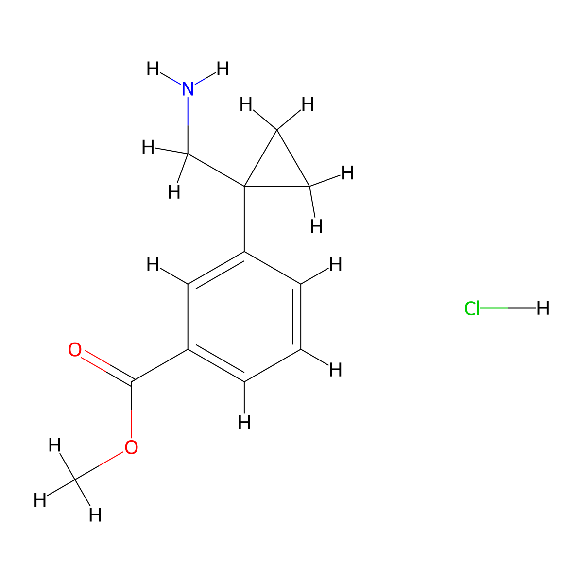 Methyl 3-[1-(aminomethyl)cyclopropyl]benzoate hydrochloride molecular structure, CAS 2408970-98-7