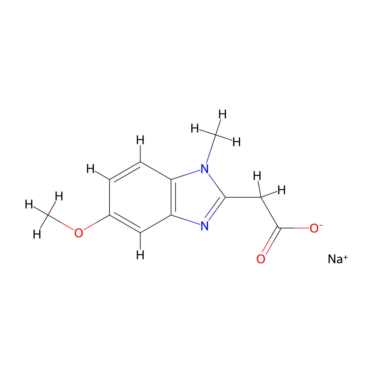 sodium 2-(5-methoxy-1-methyl-1H-1,3-benzodiazol-2-yl)acetate molecular structure, CAS 2408970-99-8
