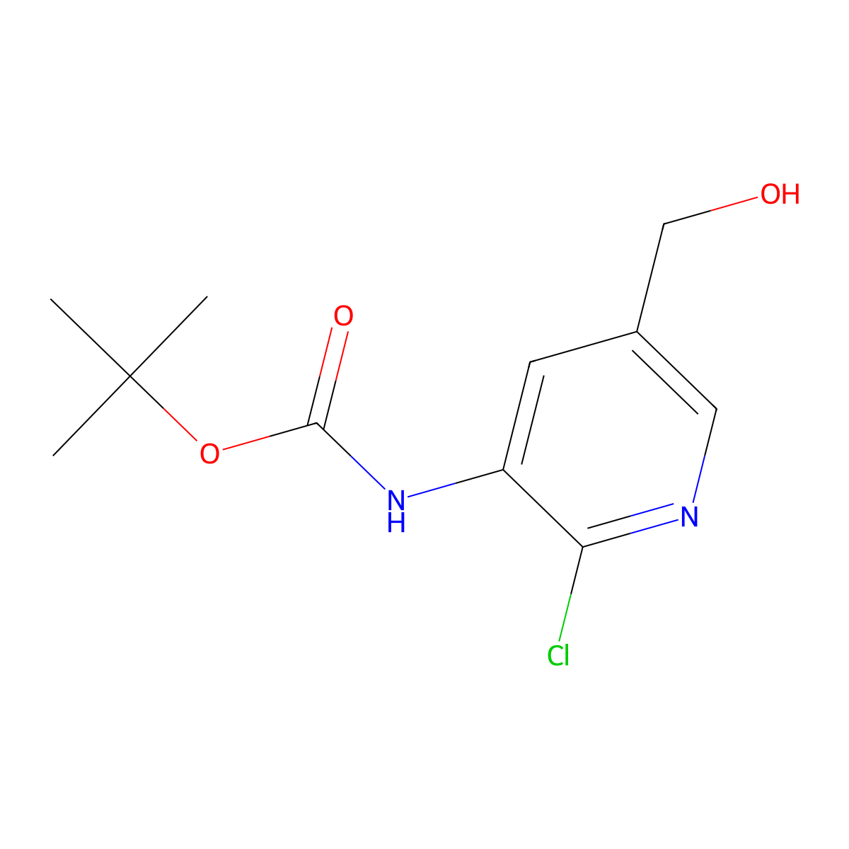 tert-butyl N-[2-chloro-5-(hydroxymethyl)pyridin-3-yl]carbamate molecular structure, CAS 2408971-00-4