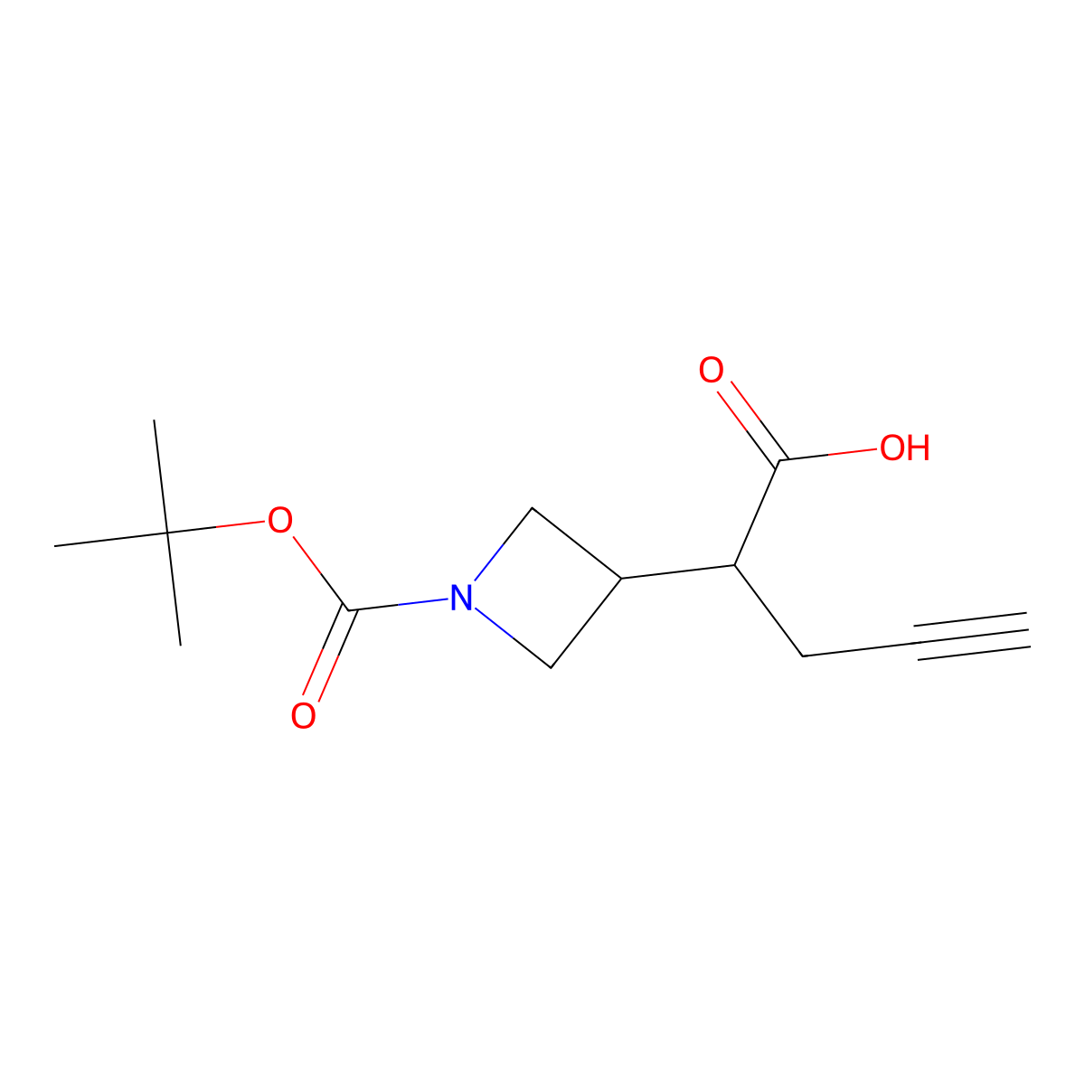 2-{1-[(Tert-butoxy)carbonyl]azetidin-3-yl}pent-4-ynoicacid molecular structure, CAS 2408971-15-1