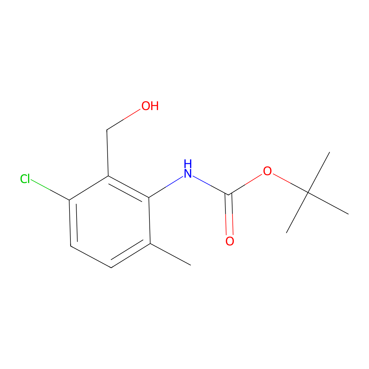 tert-butyl N-[3-chloro-2-(hydroxymethyl)-6-methylphenyl]carbamate molecular structure, CAS 2408971-16-2