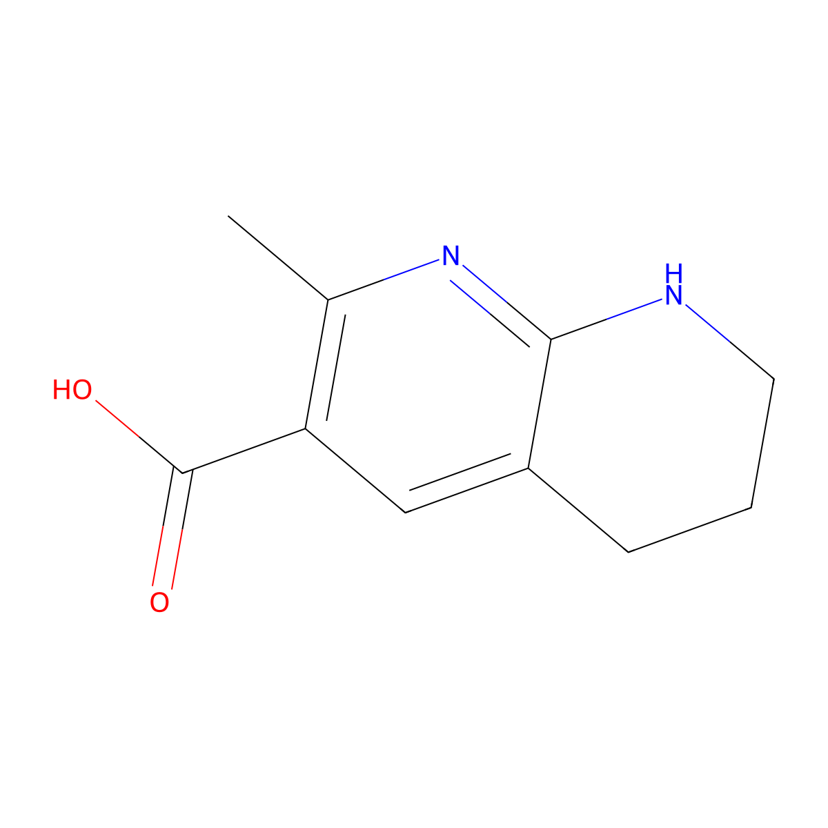 2-Methyl-5,6,7,8-tetrahydro-1,8-naphthyridine-3-carboxylic acid molecular structure, CAS 2408971-18-4