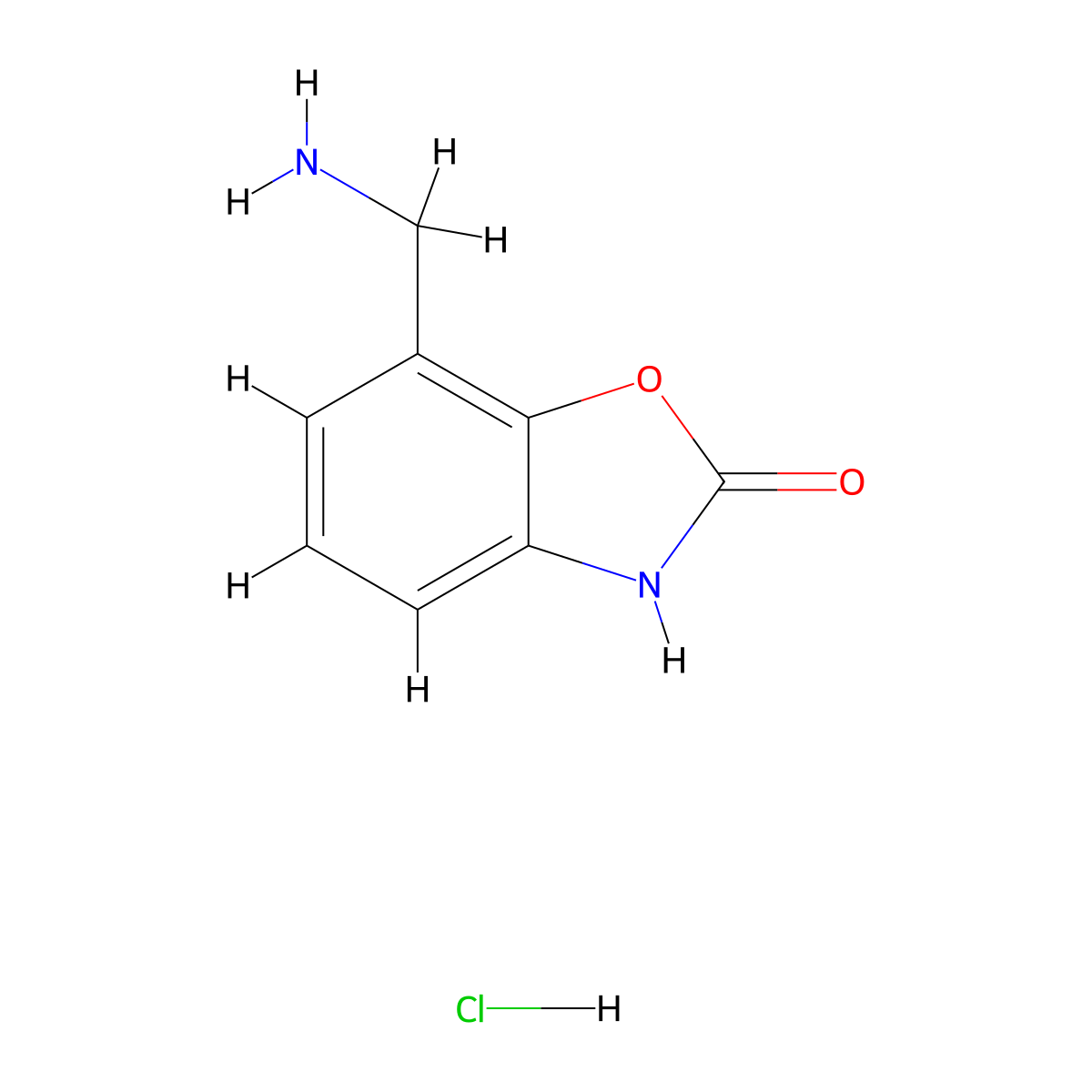 7-(Aminomethyl)-2,3-dihydro-1,3-benzoxazol-2-one hydrochloride molecular structure, CAS 2408971-22-0
