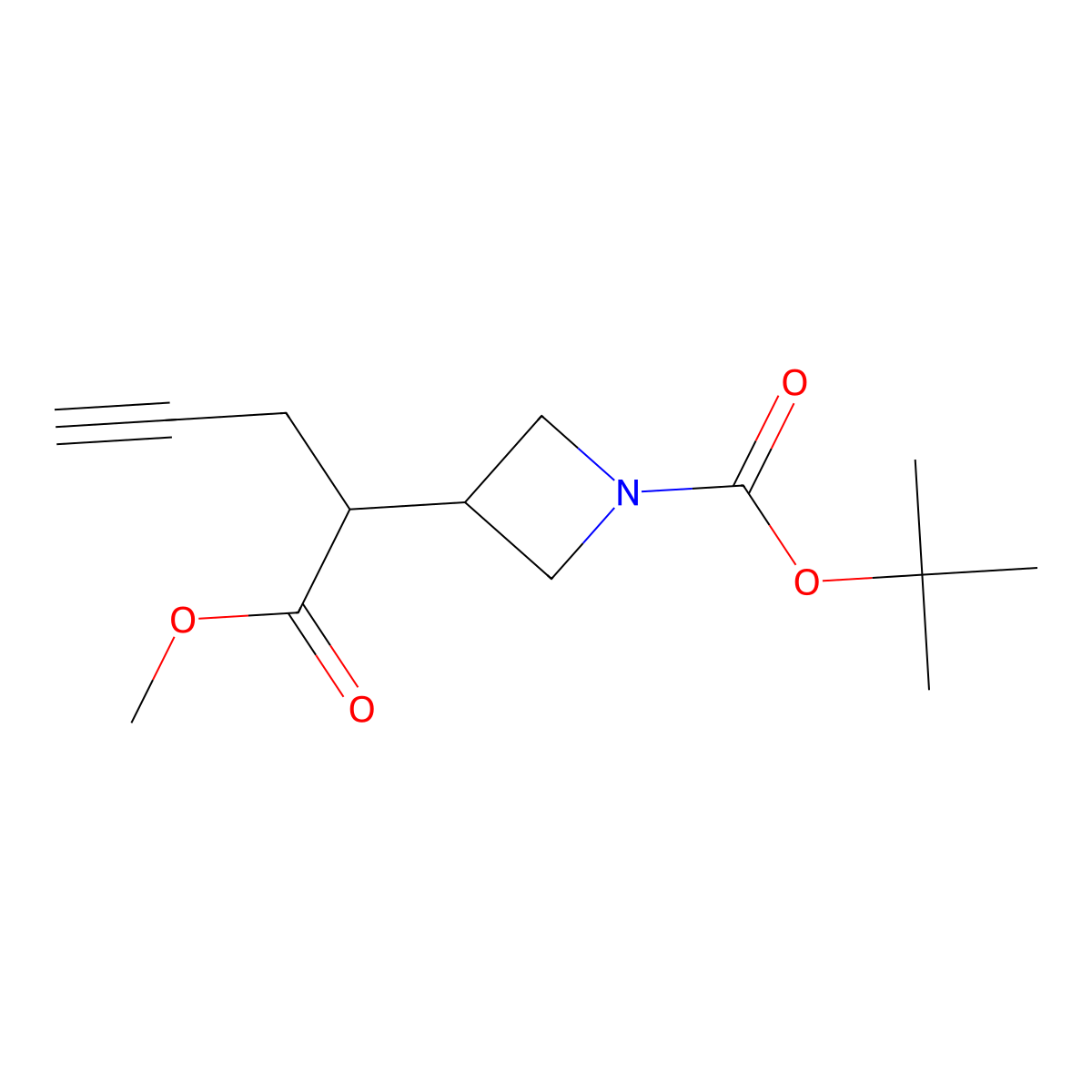 Tert-butyl 3-(1-methoxy-1-oxopent-4-yn-2-yl)azetidine-1-carboxylate molecular structure, CAS 2408971-24-2