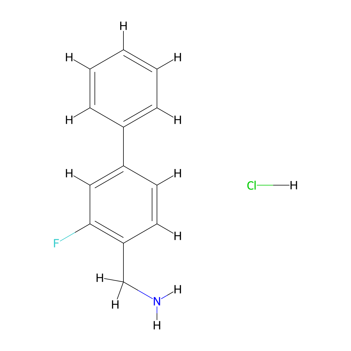 (2-Fluoro-4-phenylphenyl)methanamine;hydrochloride molecular structure, CAS 2408971-44-6