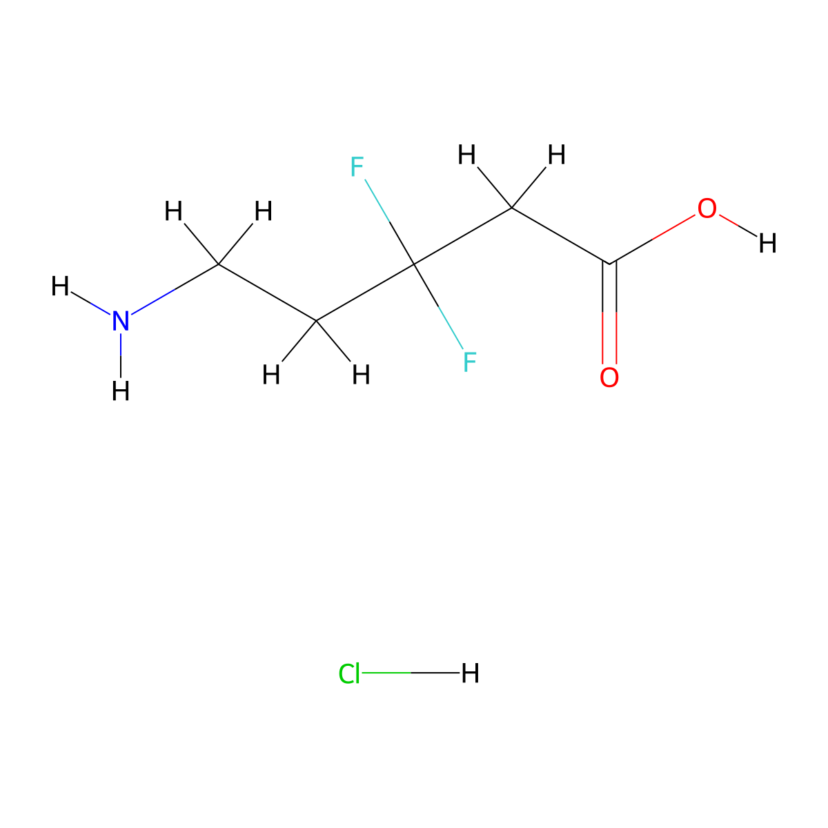 5-Amino-3,3-difluoropentanoic acid hydrochloride molecular structure, CAS 2408971-47-9