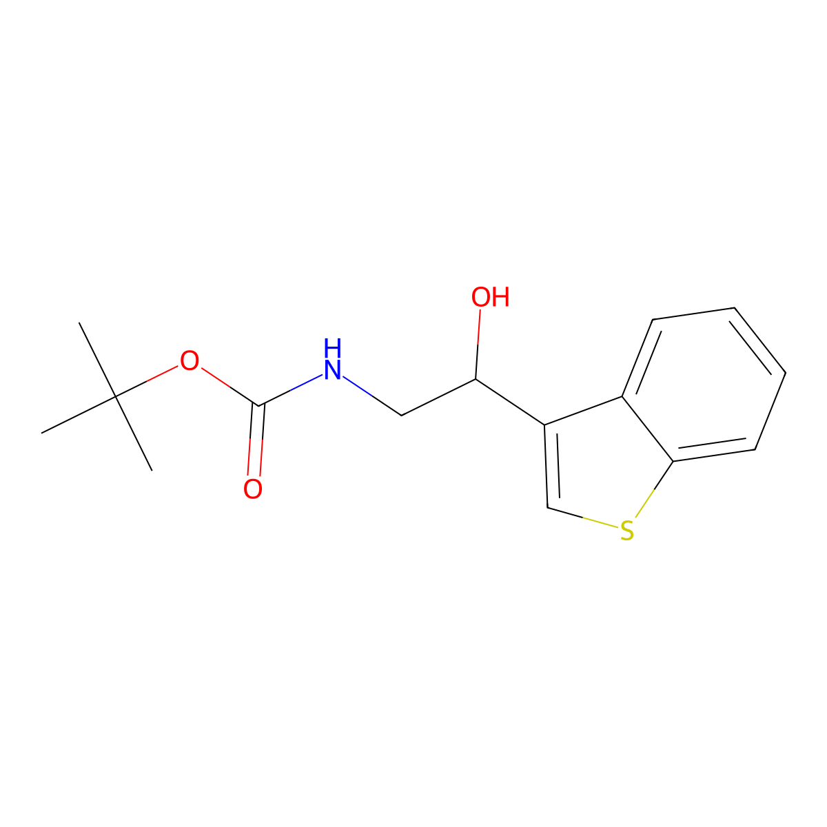 tert-butyl N-[2-(1-benzothiophen-3-yl)-2-hydroxyethyl]carbamate molecular structure, CAS 2408971-48-0