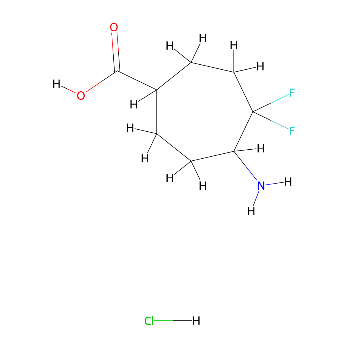 5-Amino-4,4-difluorocycloheptane-1-carboxylic acid hydrochloride molecular structure, CAS 2408971-53-7