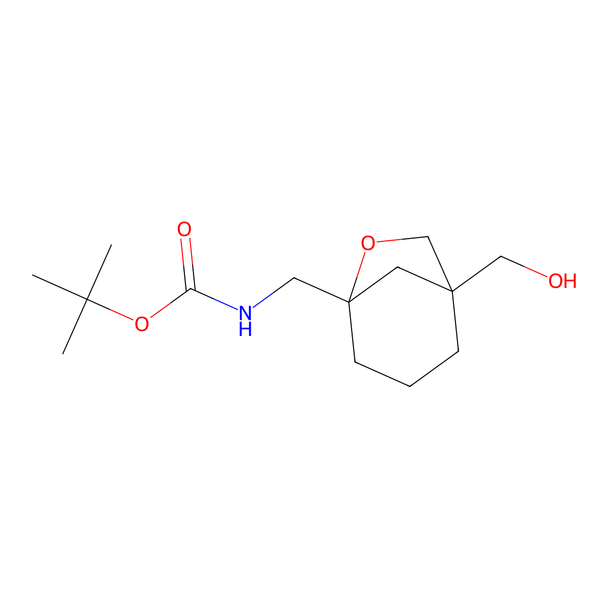 tert-butyl N-{[1-(hydroxymethyl)-6-oxabicyclo[3.2.1]octan-5-yl]methyl}carbamate molecular structure, CAS 2408971-59-3