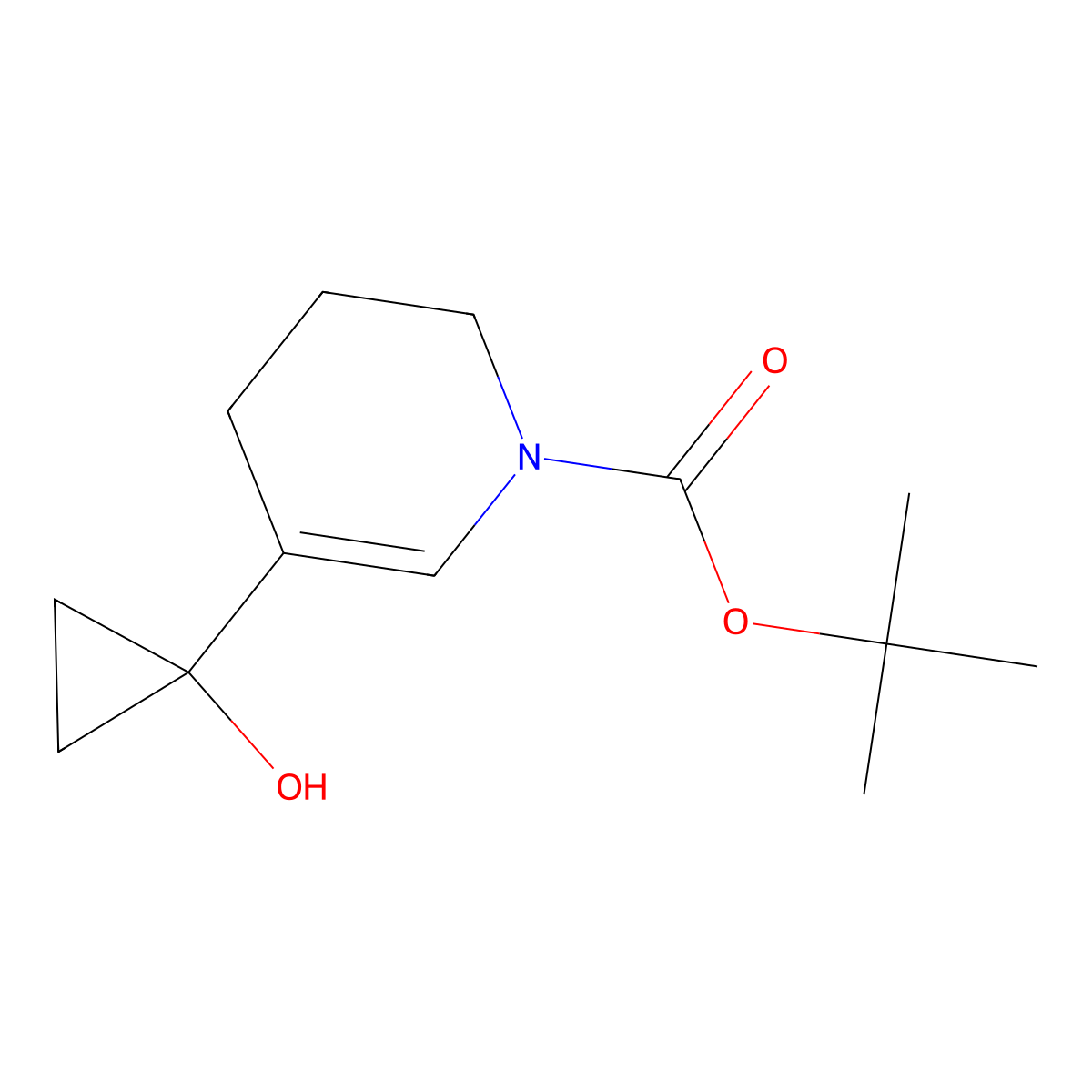 Tert-butyl 5-(1-hydroxycyclopropyl)-1,2,3,4-tetrahydropyridine-1-carboxylate molecular structure, CAS 2408971-68-4