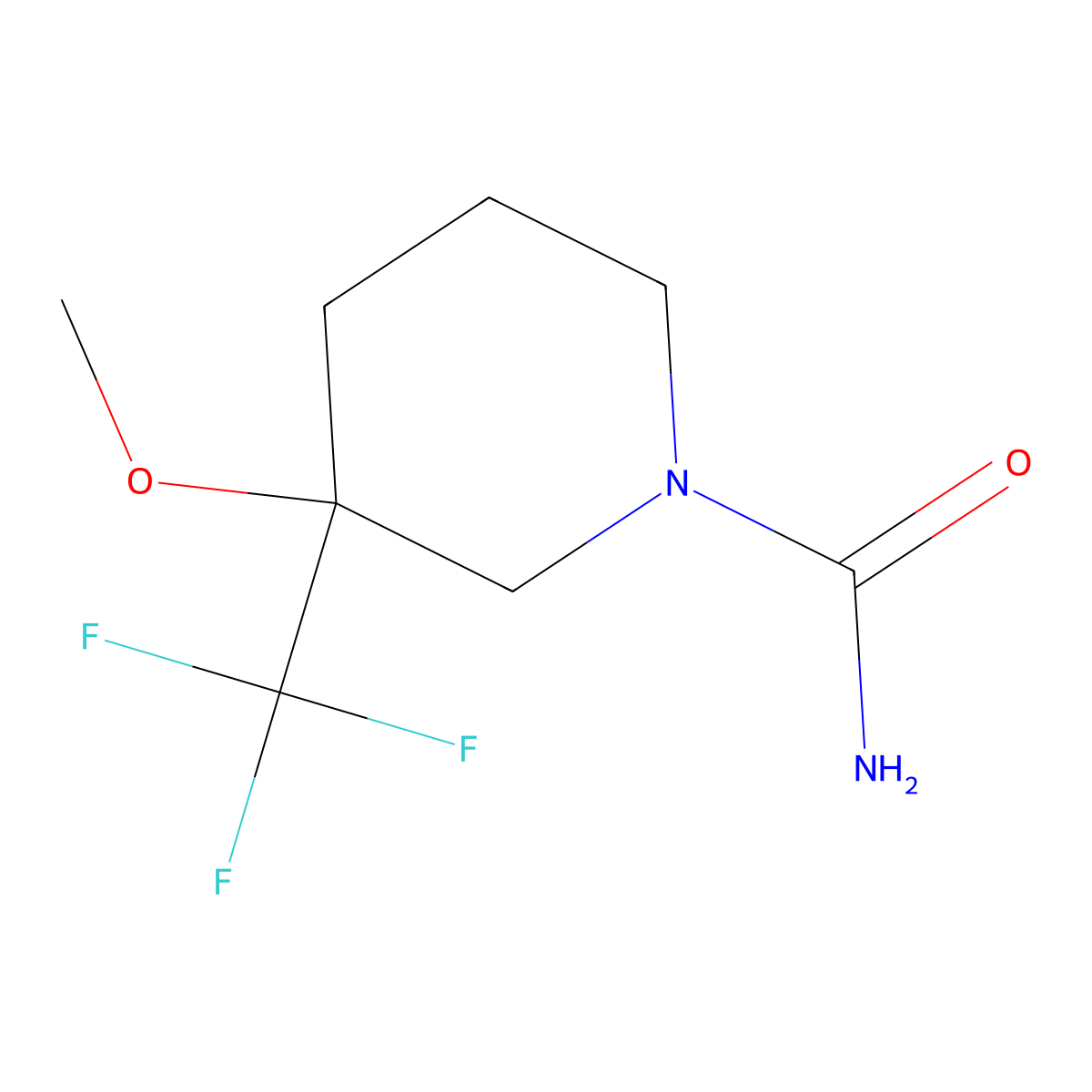 3-Methoxy-3-(trifluoromethyl)piperidine-1-carboxamide molecular structure, CAS 2408971-74-2