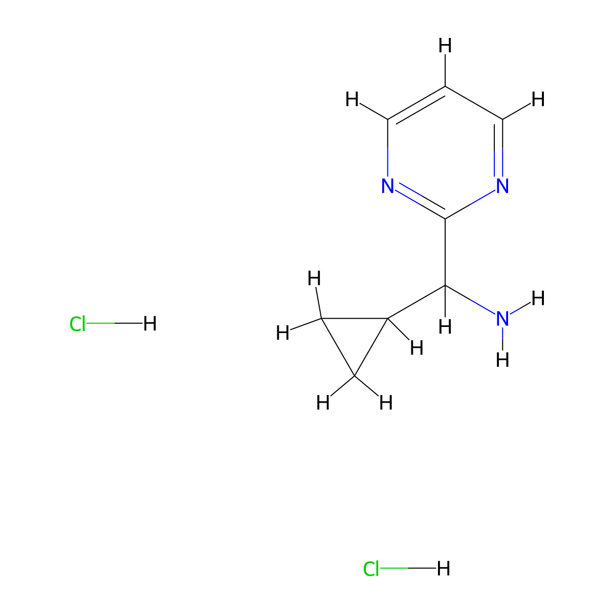 Cyclopropyl(pyrimidin-2-yl)methanamine dihydrochloride molecular structure, CAS 2408971-77-5