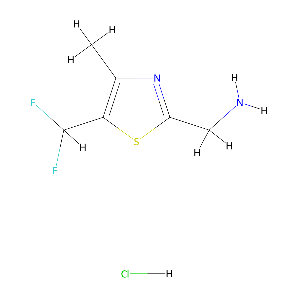 1-[5-(Difluoromethyl)-4-methyl-1,3-thiazol-2-yl]methanaminehydrochloride molecular structure, CAS 2408971-80-0